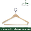 Top Anti-robo de madera natural Hotel Suit Hangers con barra de bloqueo de pantalones